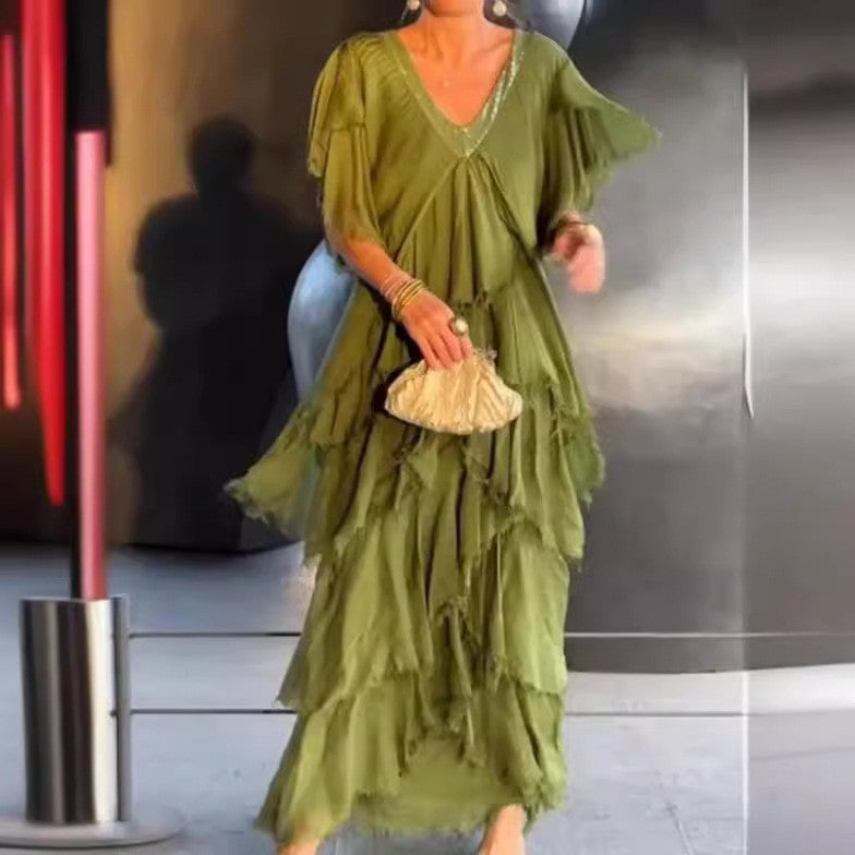 Women's Versatile Casual Solid Color Pullover Dress Dresses