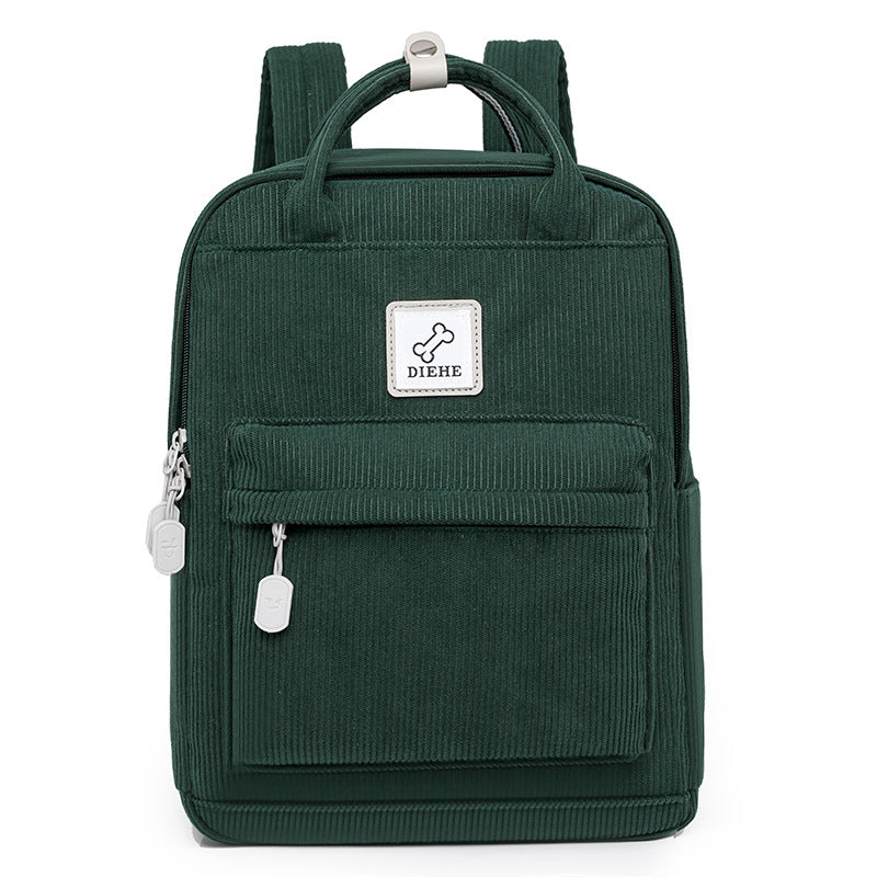 Women's High College Corduroy Large Capacity Simple Middle School Students' Schoolbags