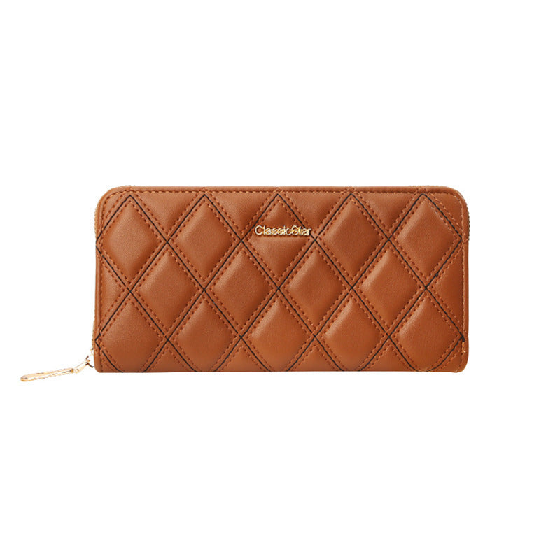 Simple Korean Style Long Fashion Single Pull Rhombic Ladies Wallets