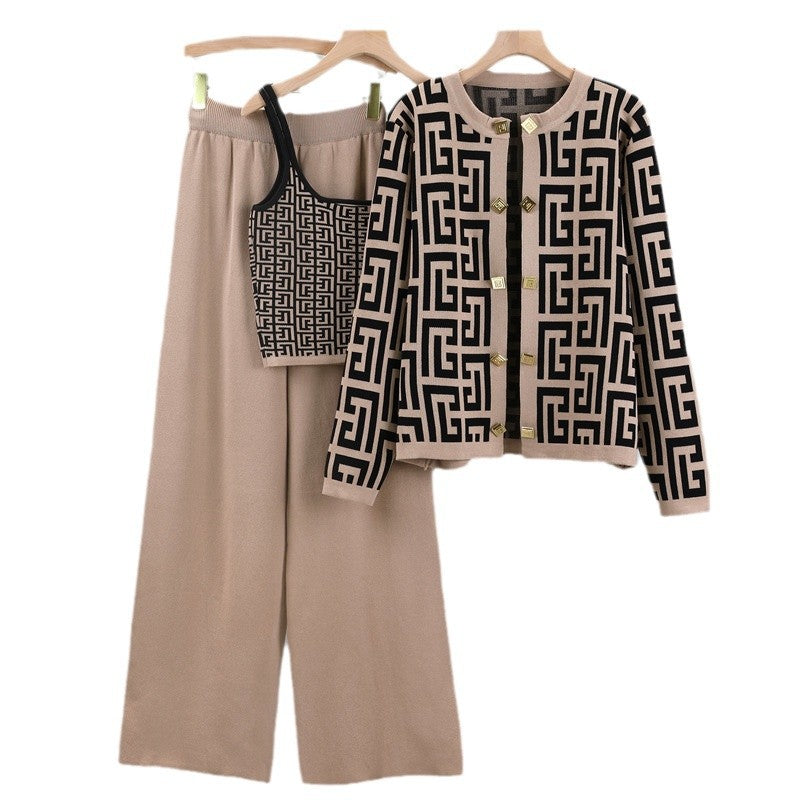 Women's Autumn Fashionable Knitted Sling Loose Fashion Suits