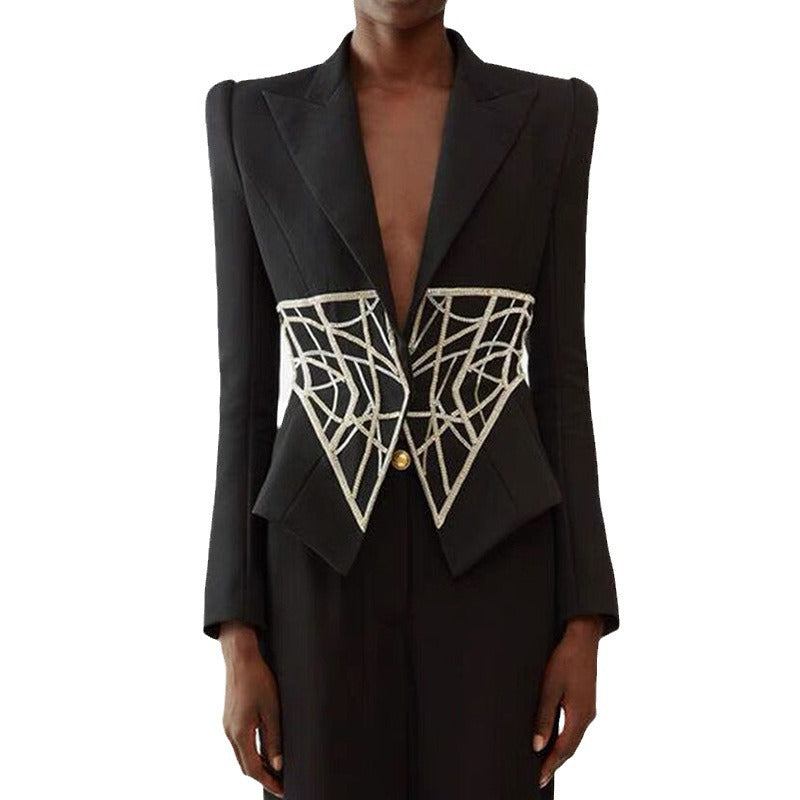 Luxury Beads Rhinestones Advanced Niche Design Blazers
