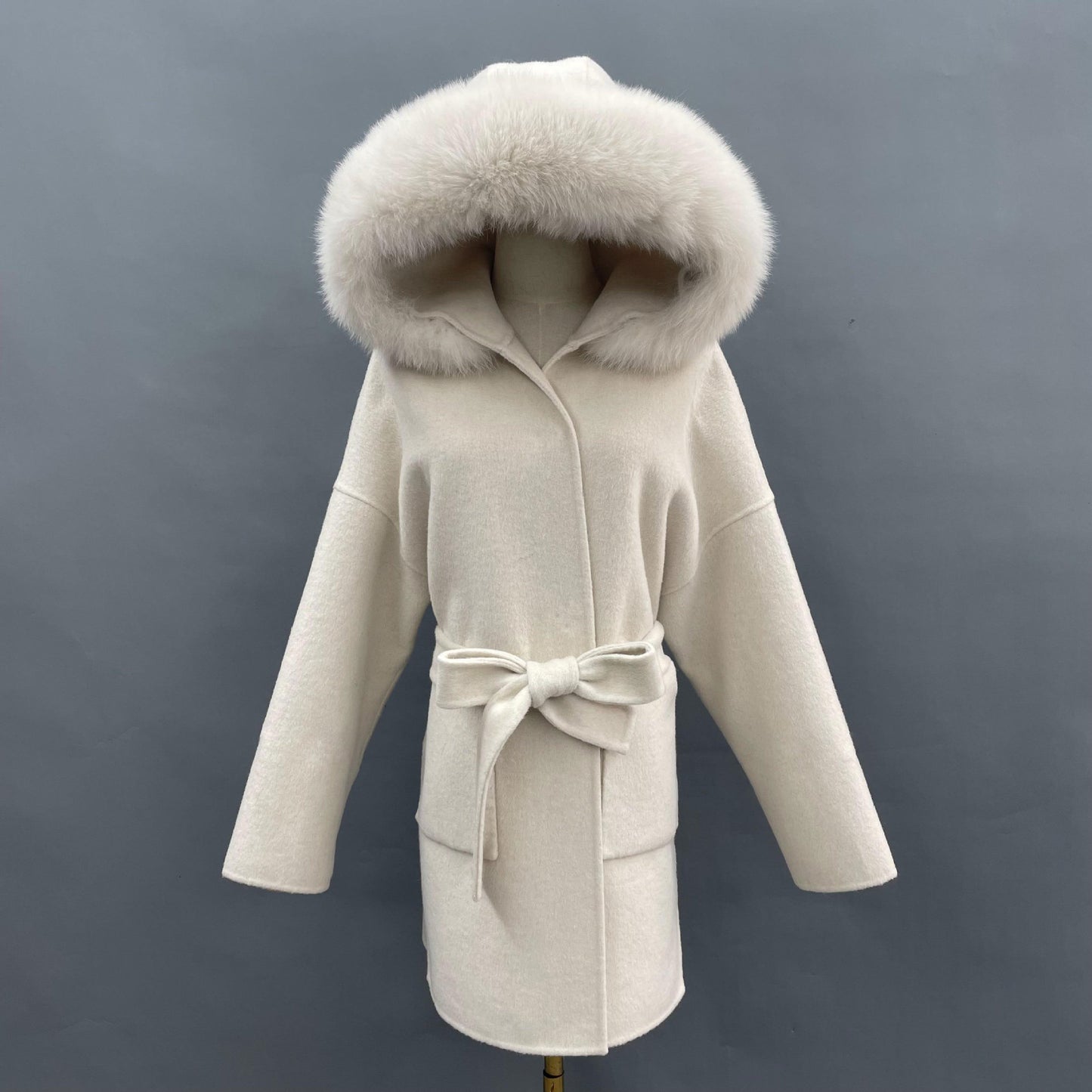 Women's Fox Fur Collar Detachable Fluffy Reversible Coats