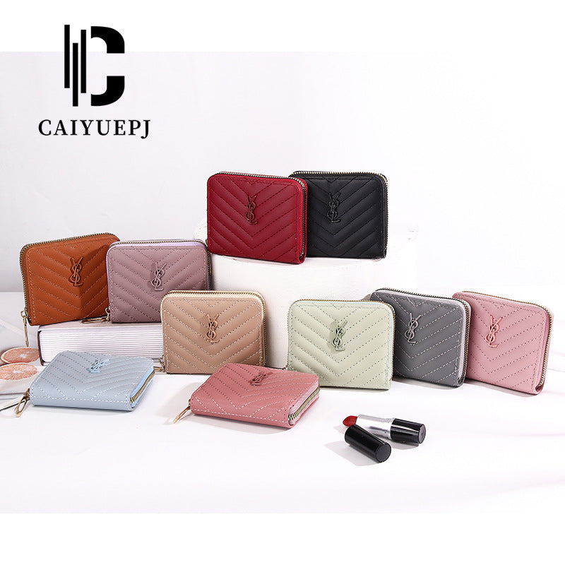 Women's Short Solid Color Summer Button Zipper Coin Purses