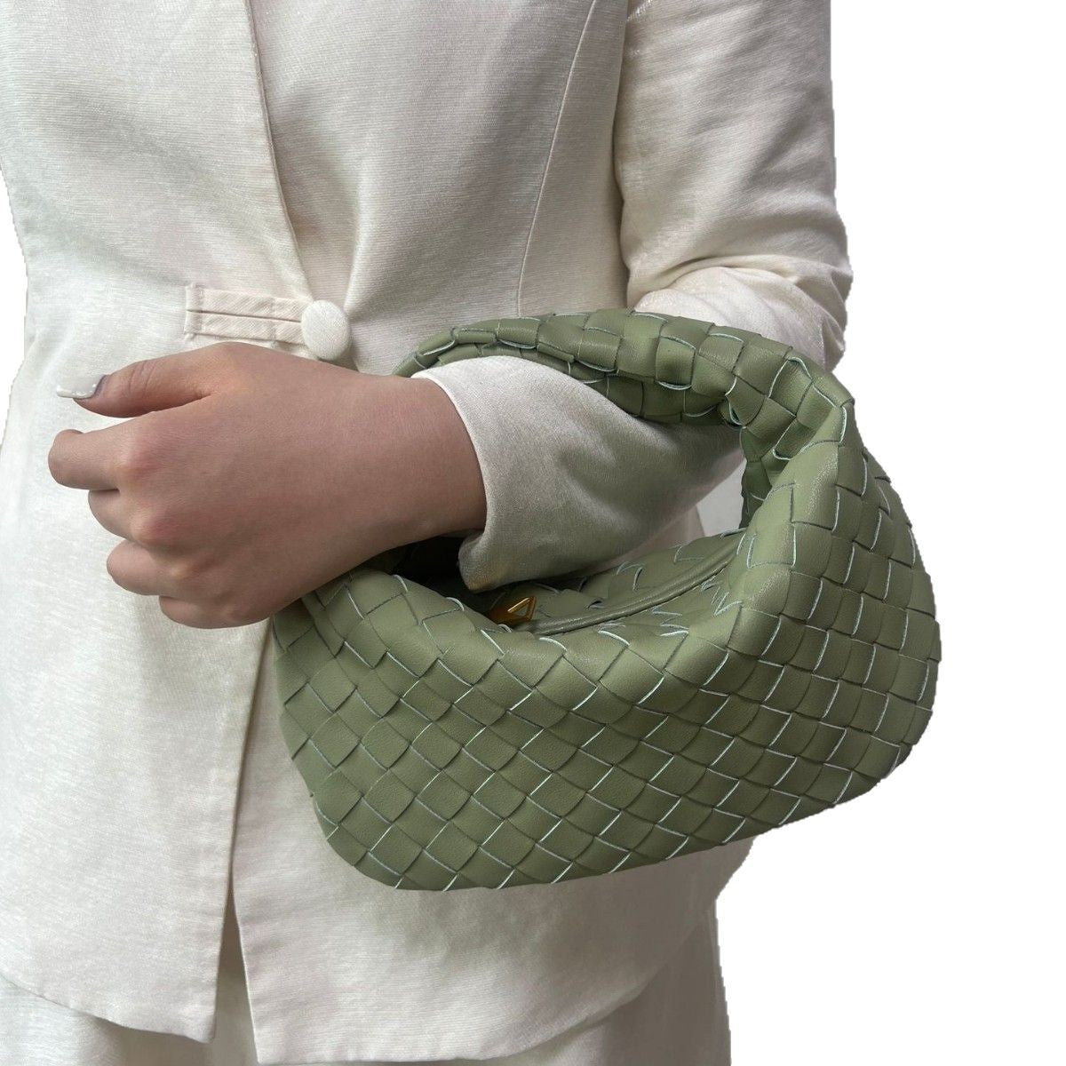Women's Genuine Leather Woven Cowhide Knotted Handbags