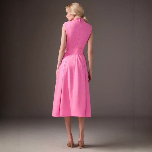 Women's Design Stand Collar Sleeveless Elegant French Dresses