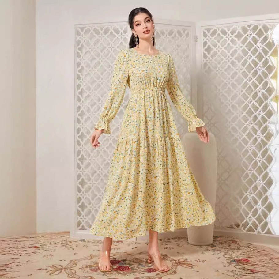 Print Daily Outdoor Round Neck Long Sleeve Dress