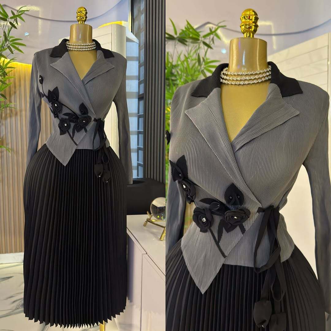 Women's Fashion Three-dimensional Rose Spike Flower Collar Dresses