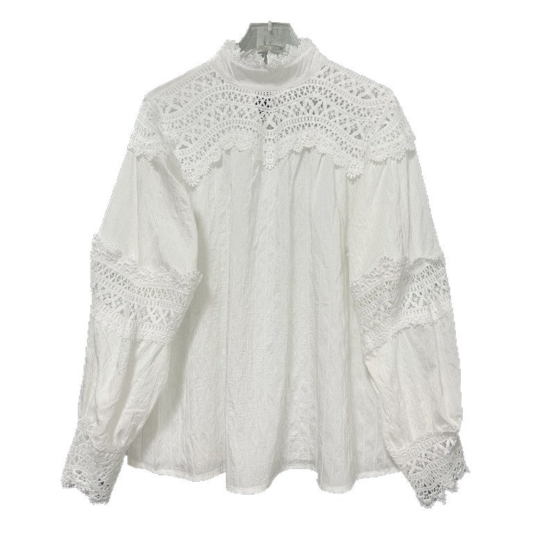 Women's Crocheted Smock Sexy Cutout Bell Sleeve Blouses