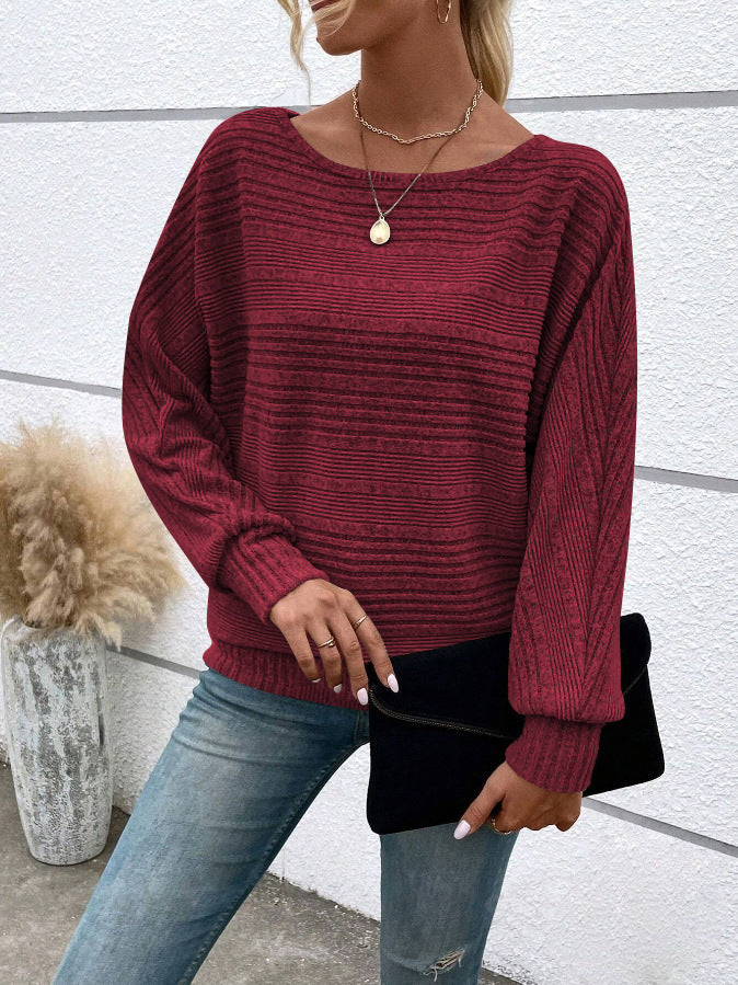 Women's Comfort Casual Solid Color Long Sleeve Round Neck Splicing Pullover Women's T-shirt