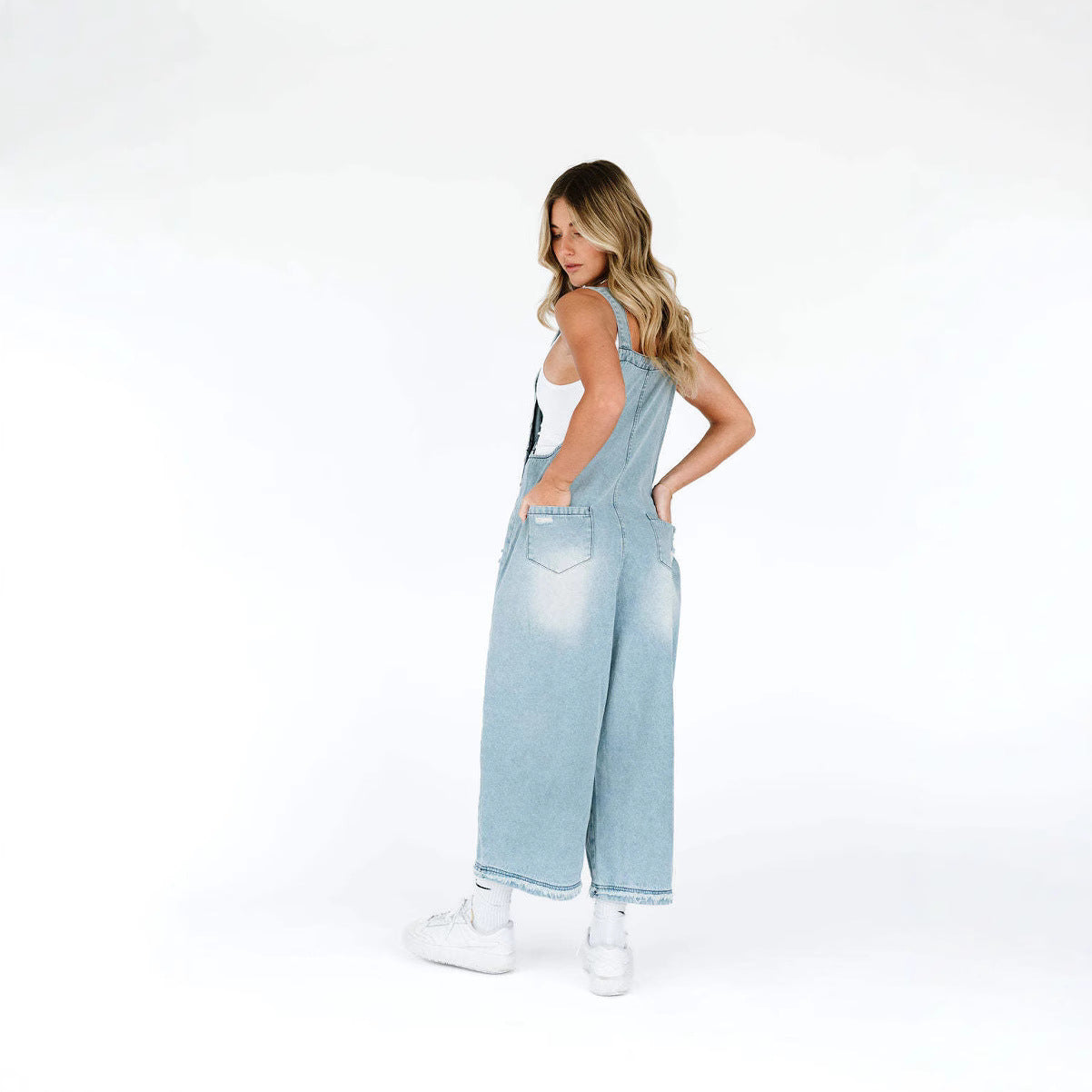 Women's Make Old Ripped Loose Wide Leg Comfortable Leisure Jeans