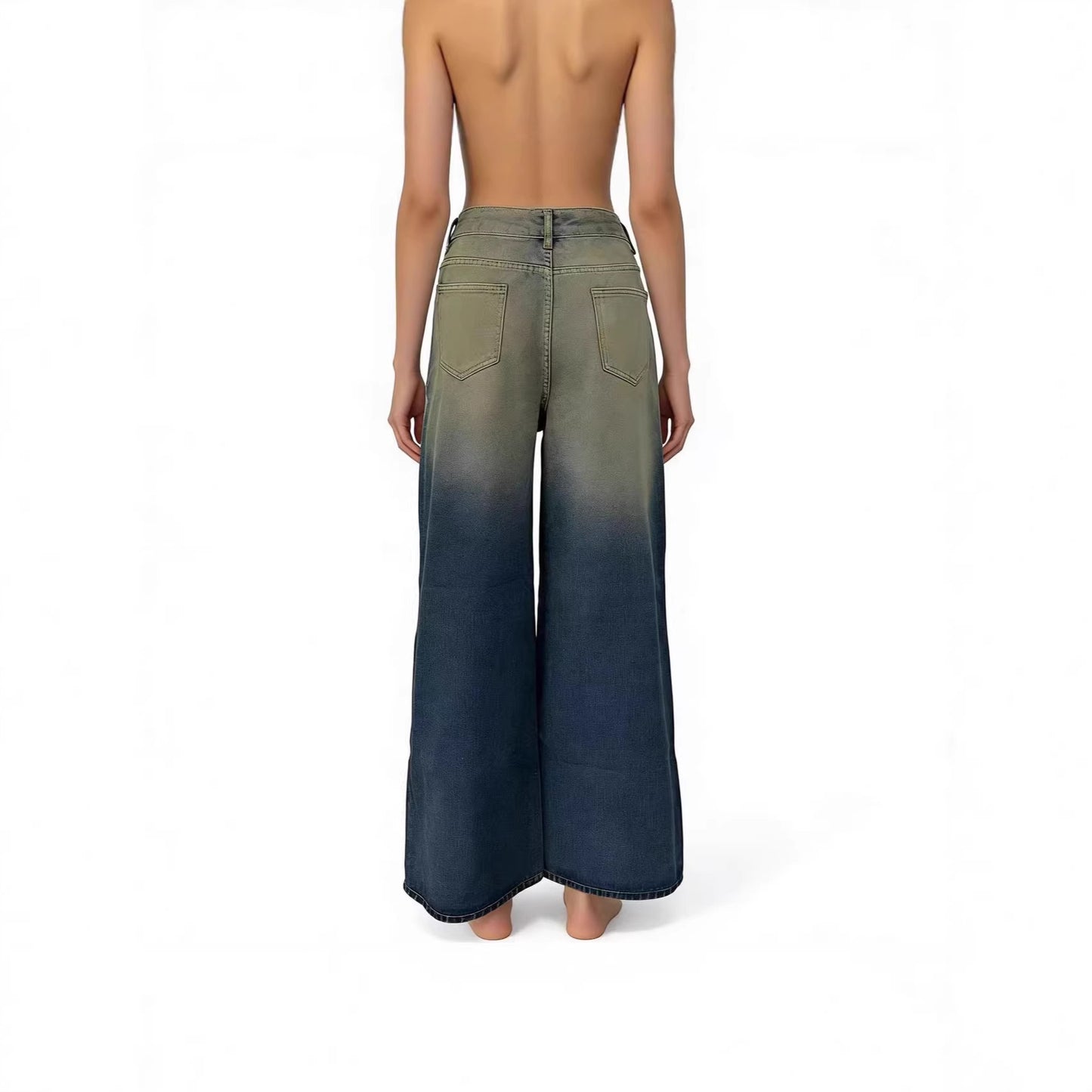 Women's Loose Casual Retro Wide Leg Bow Print Women's Jeans