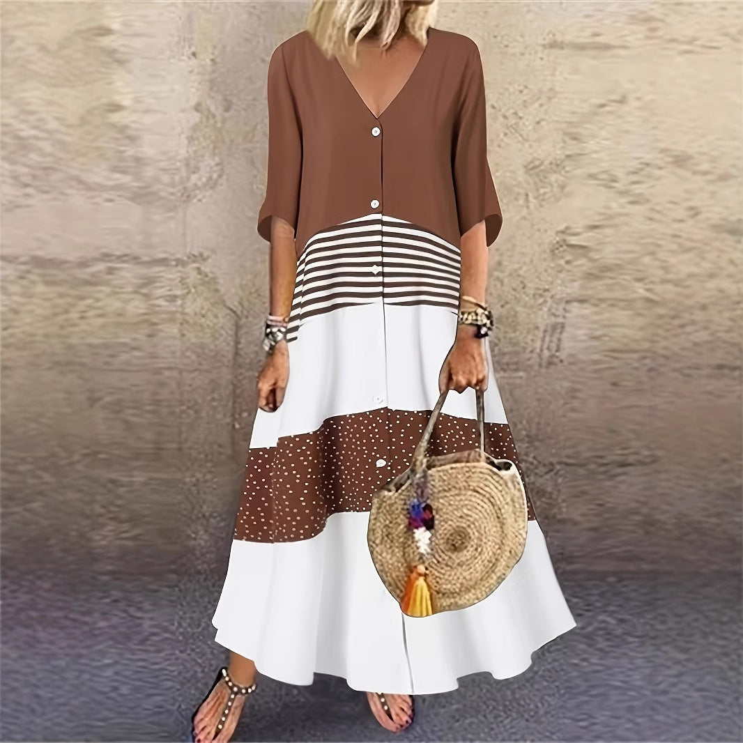 Attractive Summer Sleeve Long Pullover Color-matching Shorts