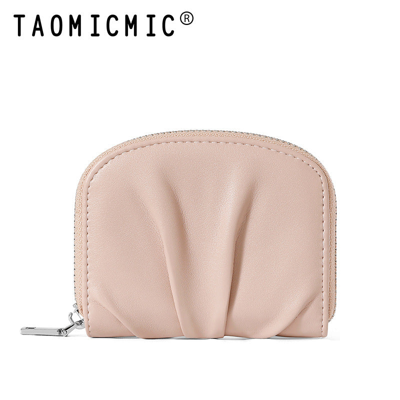 Women's Organ Versatile Pleated Mini Compact Card Holder