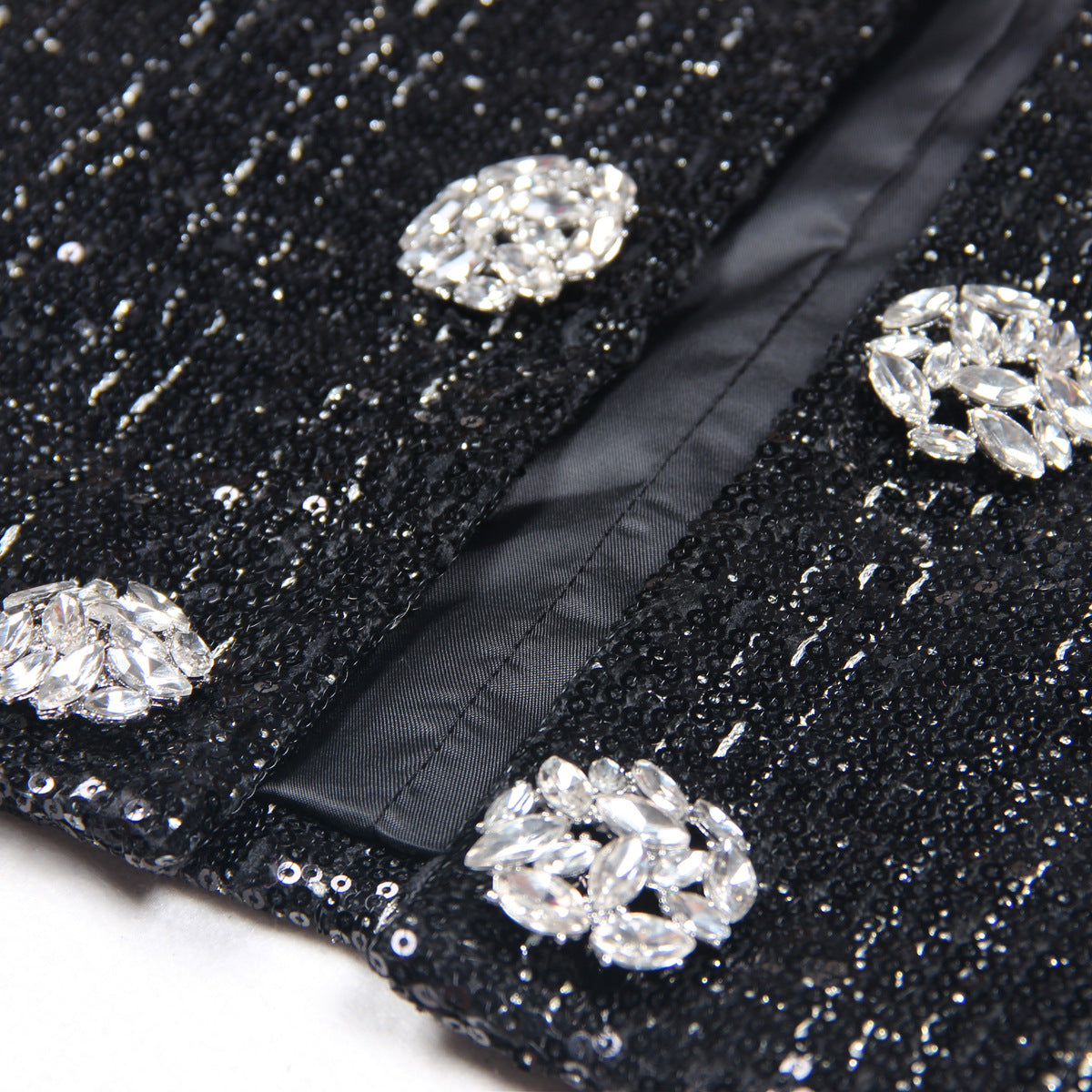 Women's Fashion Sequined Diamonds High Quality Coats