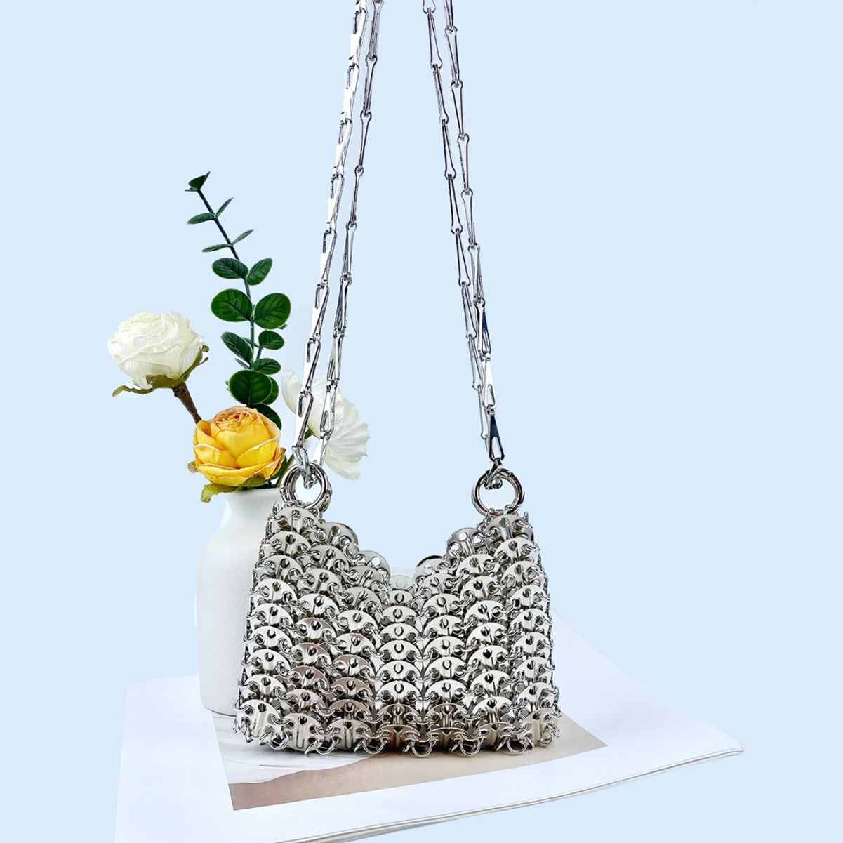 Women's Sier Shiny Handmade Fashion Sequin Mobile Bags