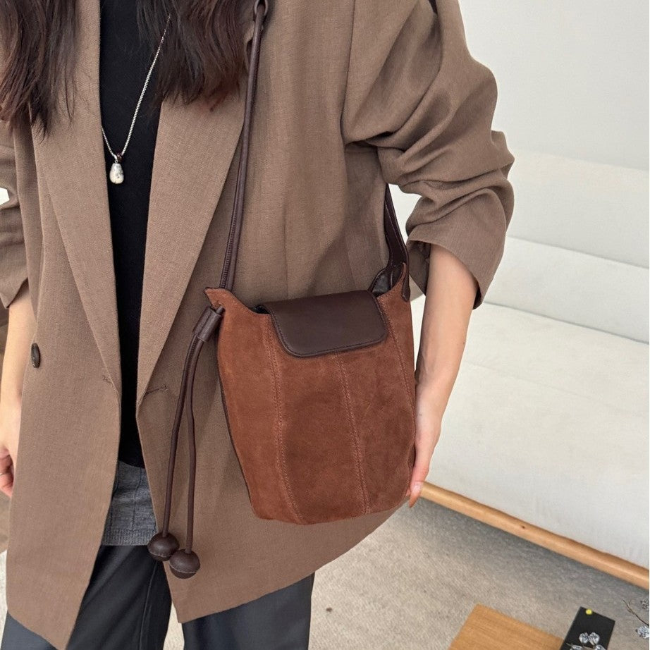 Women's Frosted Leather Cross Body Niche Bucket Bags