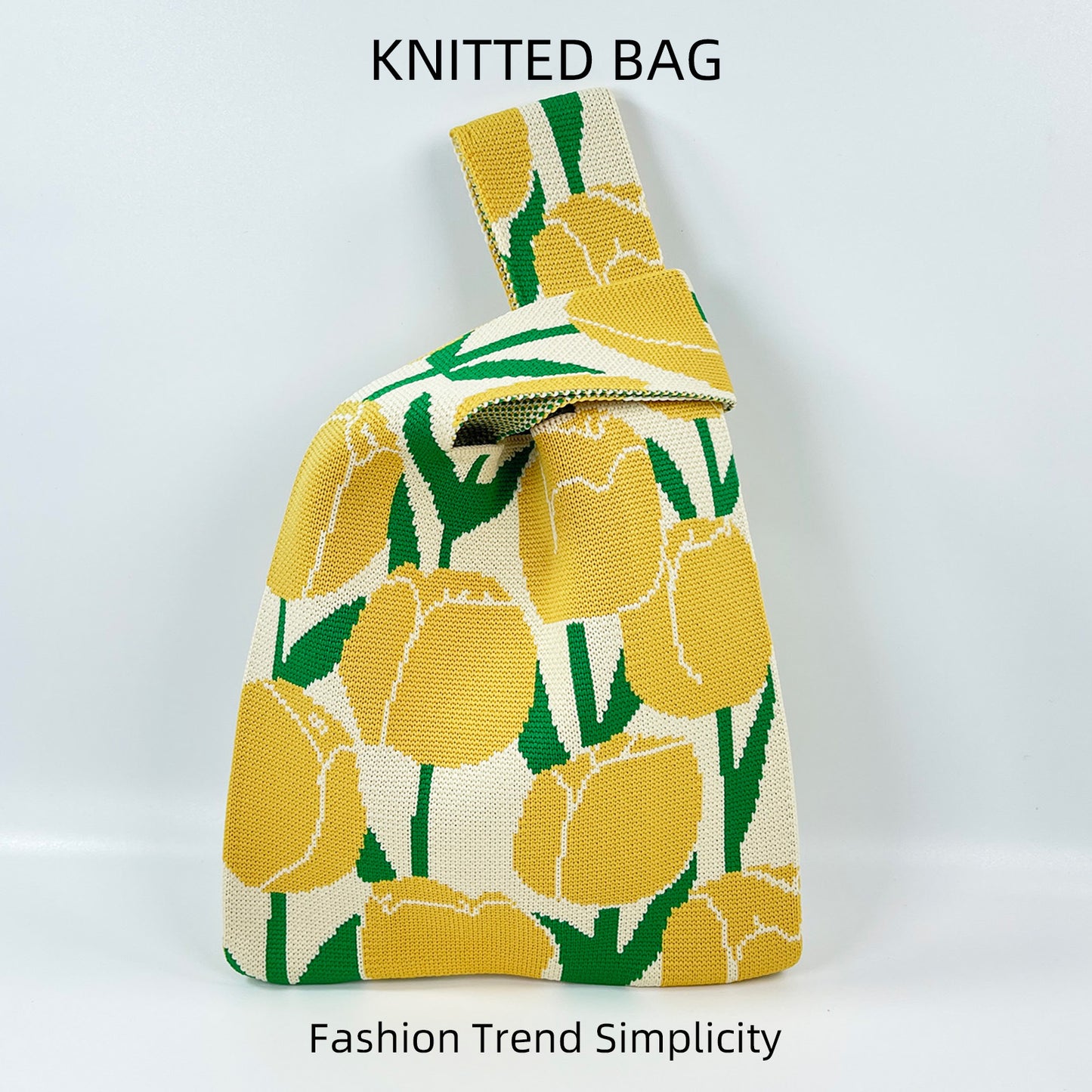 Women's Flower Knitted Large Capacity Totes Wrist Handbags