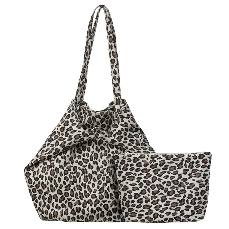 Women's Leopard Print Canvas Commuter Idle Style Bags