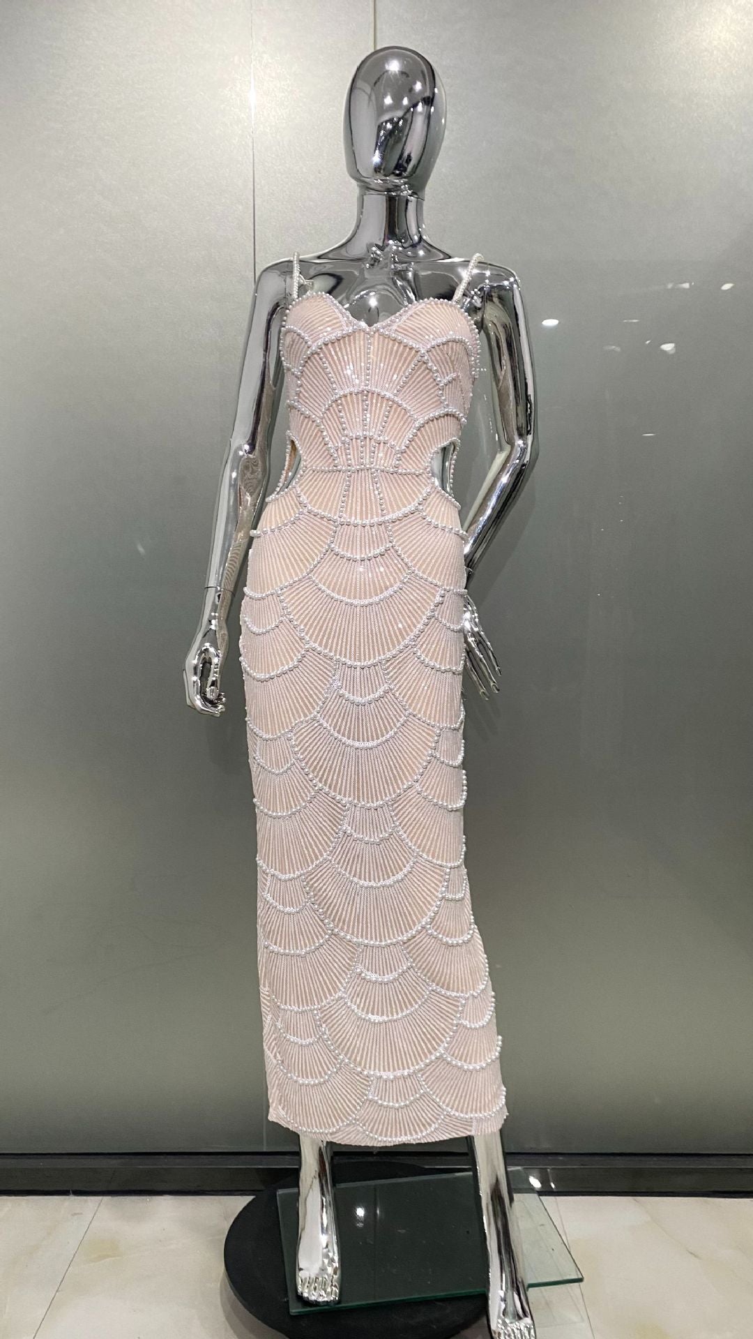 Exquisite Sequin Bead Cutout Sling Dress Dresses