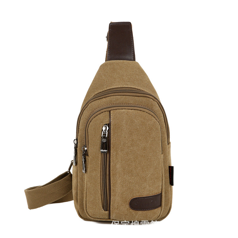 Men's Retro Canvas Fashion Stitching Practical Men's Chest Bags