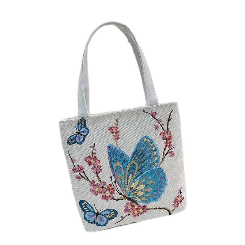 Ethnic Style Canvas Jacquard Embroidered Cartoon Handbags