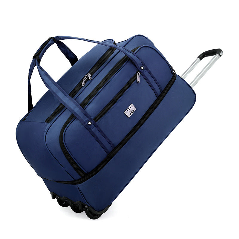 Capacity Oxford Cloth Foldable Tug Heightened Three Wheels Travel Bags