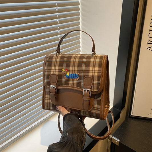 Style Checked Female Autumn Sausage Dog Backpacks