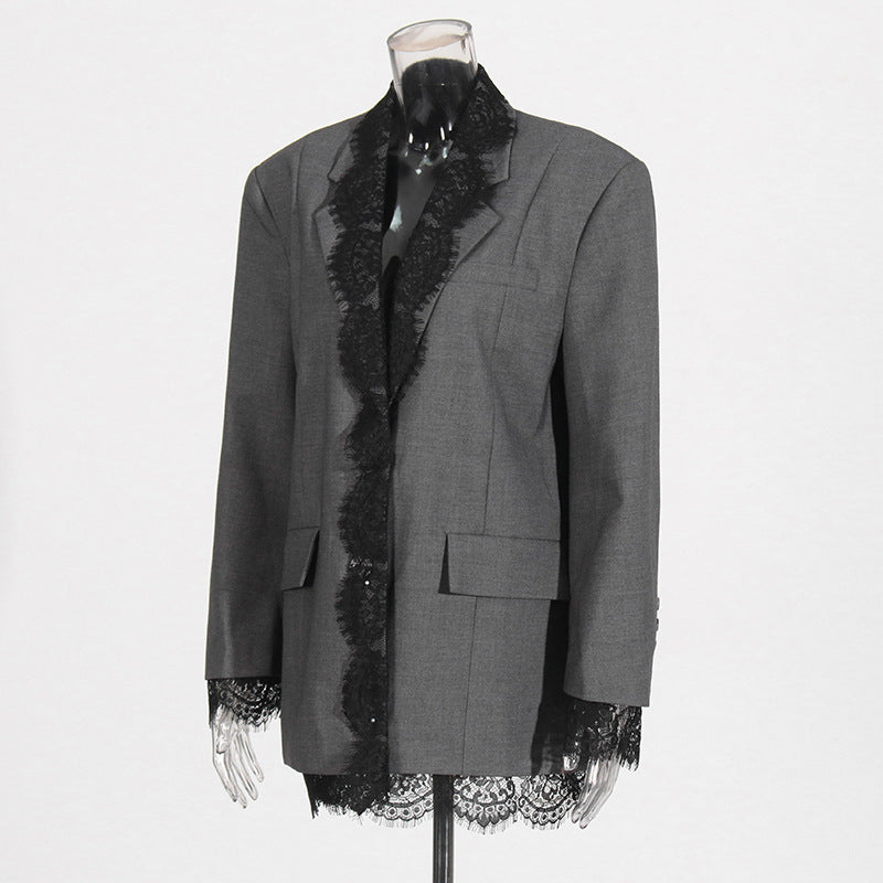 Fashion Design Small Spring Lace Stitching Blazers