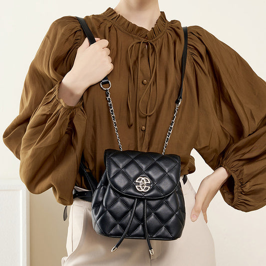 Leather Female Fashion Design Sense Large Backpacks