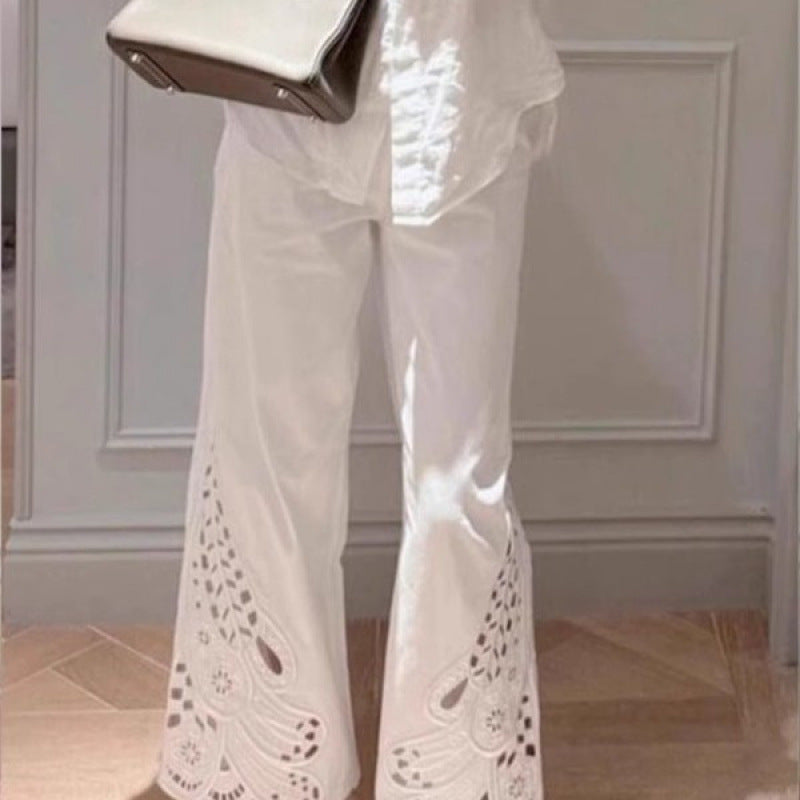 Women's French Minority Summer Fashion Embroidered Design Pants