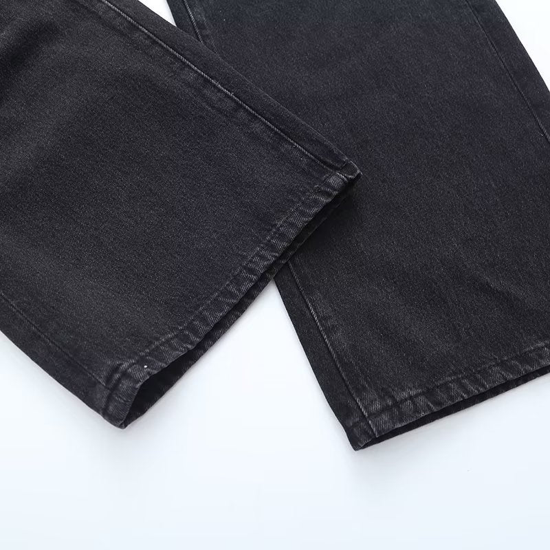 Women's Style American Adjustable High Waist Stitching Design Jeans