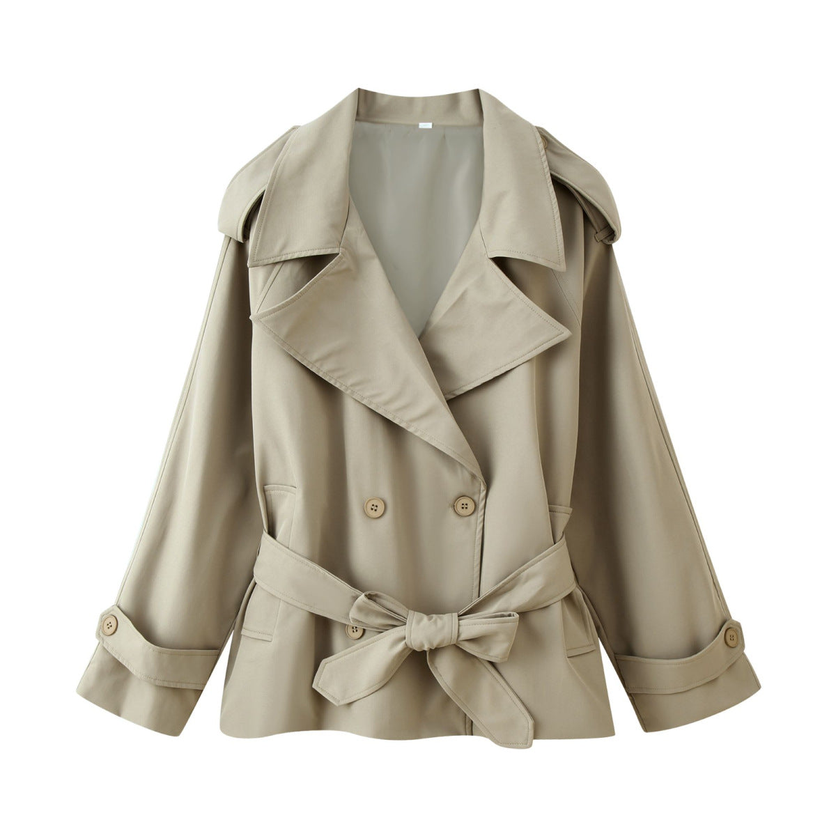 Women's Breasted Waist Trimming Lace Up Double-breasted Coats