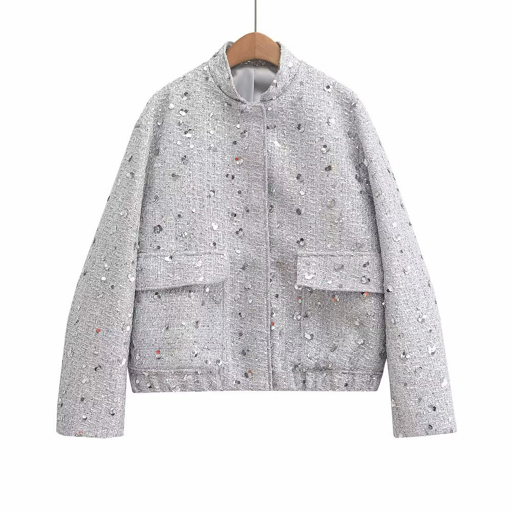Women's Quality Autumn Fashion Beads Decoration Sequined Jackets