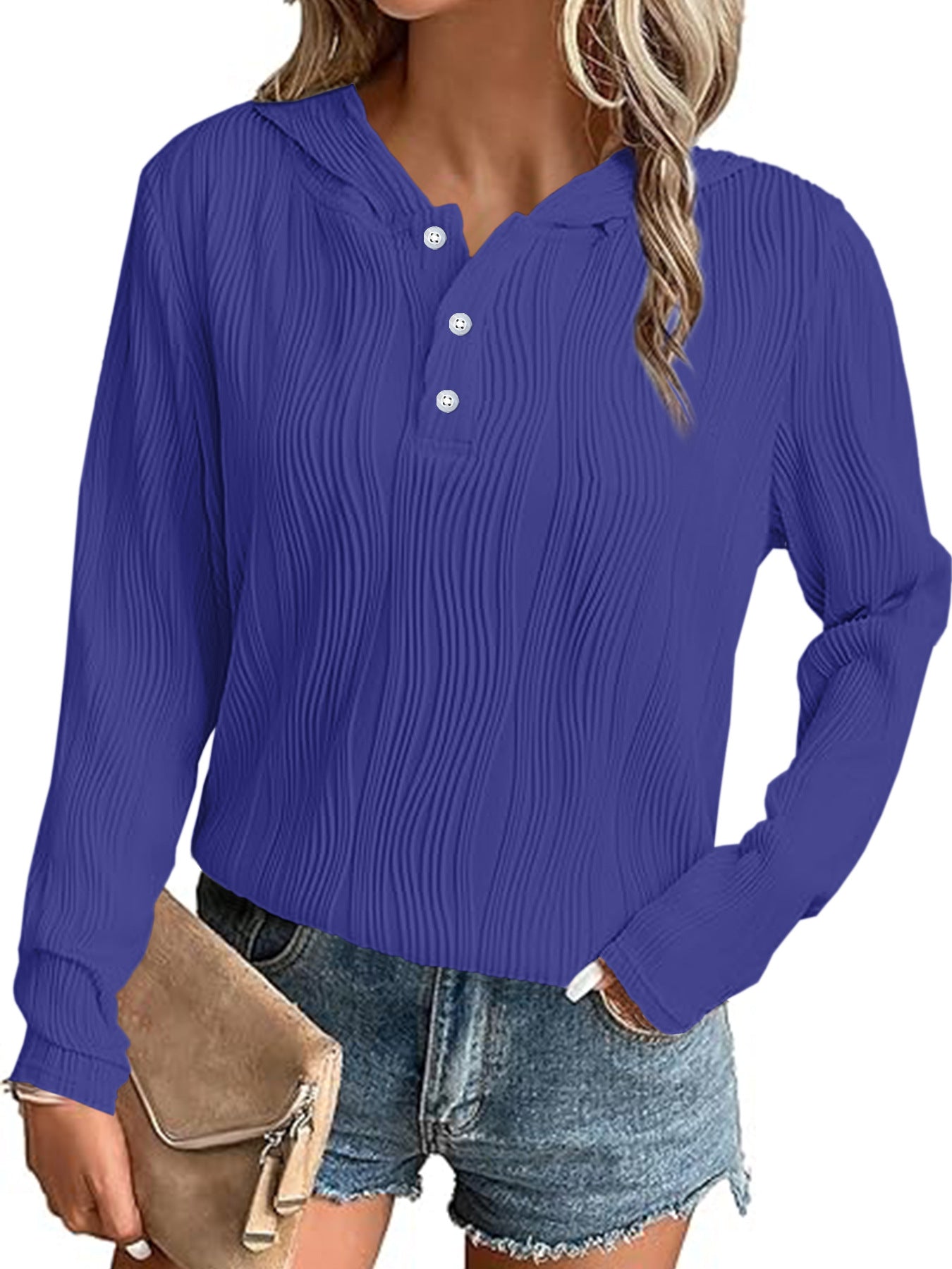 Women's Solid Color Hooded Casual For Women's Sweater, Sweater