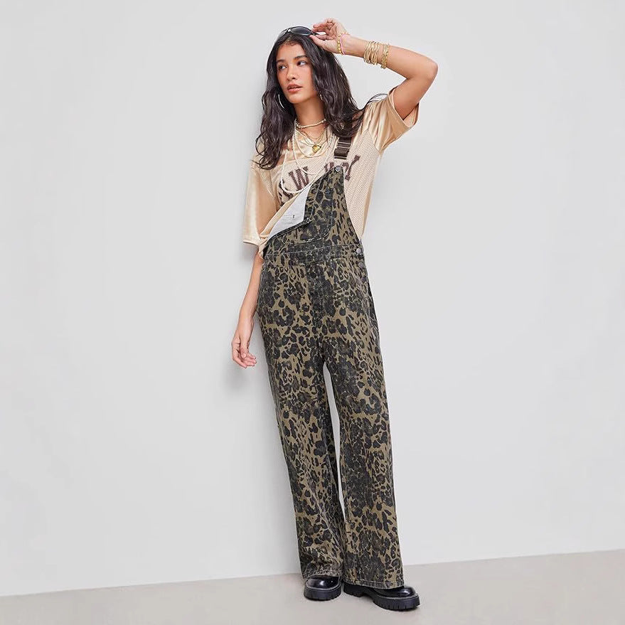 Women's American Retro Street Suspender Loose-fitting Jumpsuits