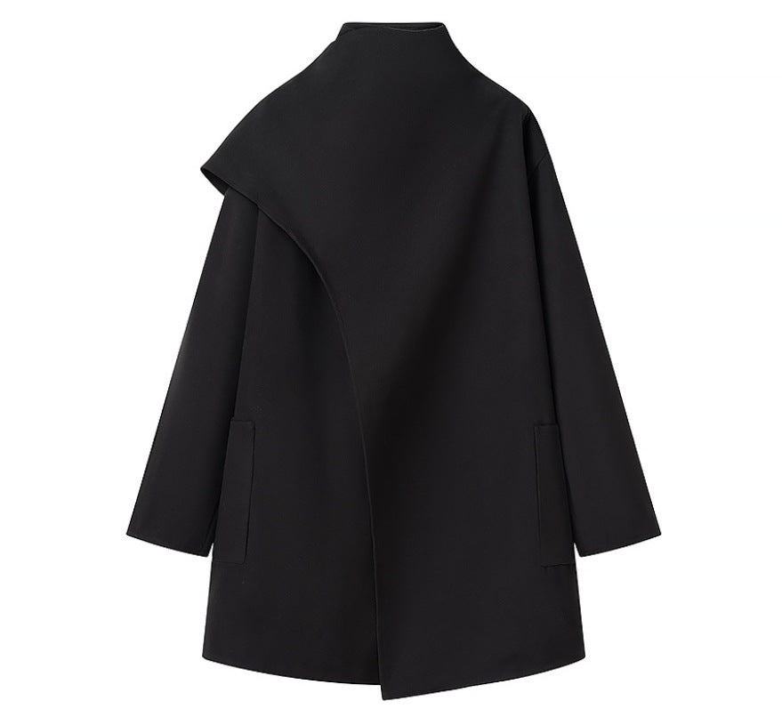 Women's Fashion Casual Versatile Scarf Collar Woolen Coats
