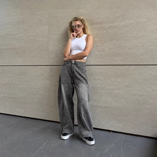 Women's Wide Leg Denim Trousers Summer Design Jeans