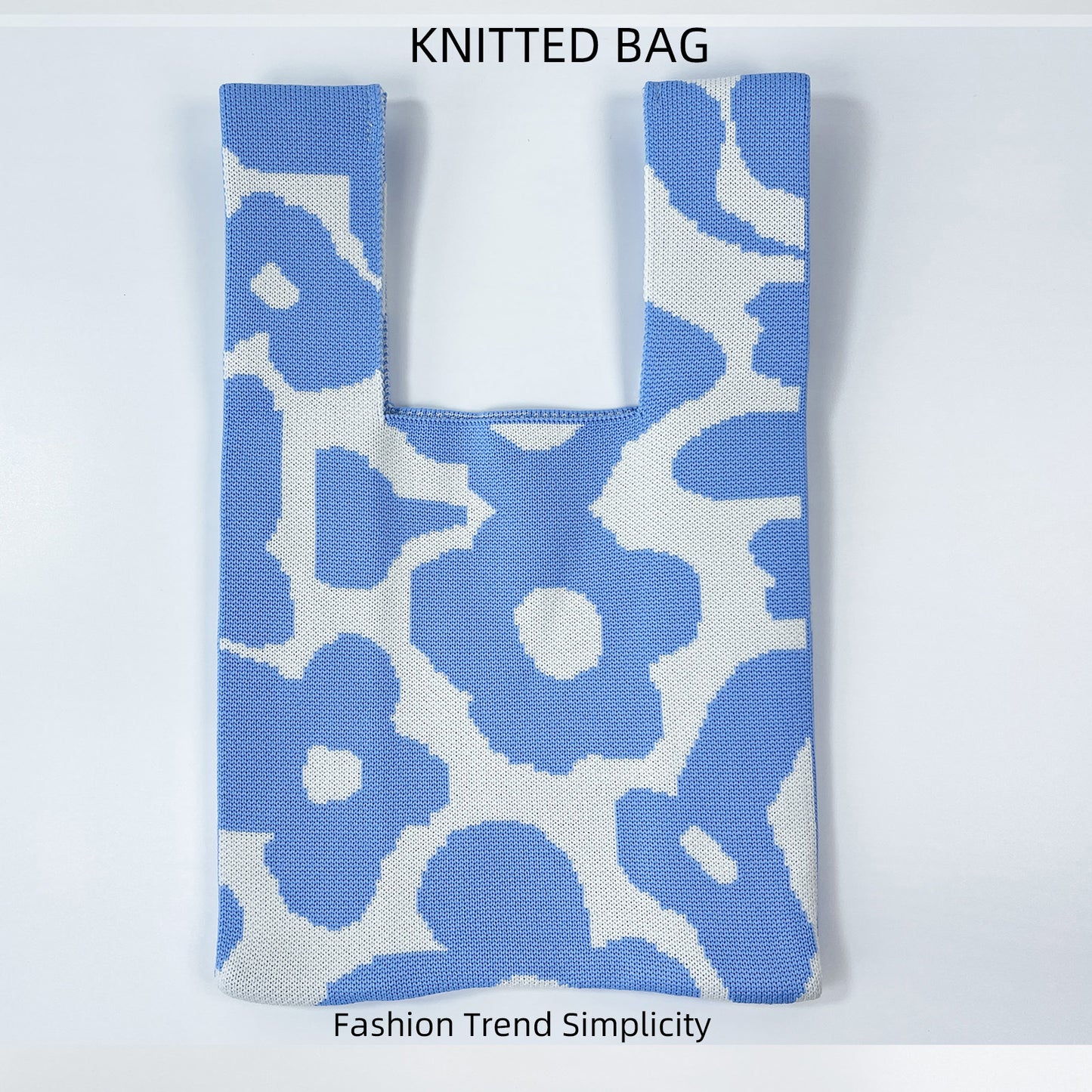 Women's Flower Knitted Large Capacity Totes Wrist Handbags