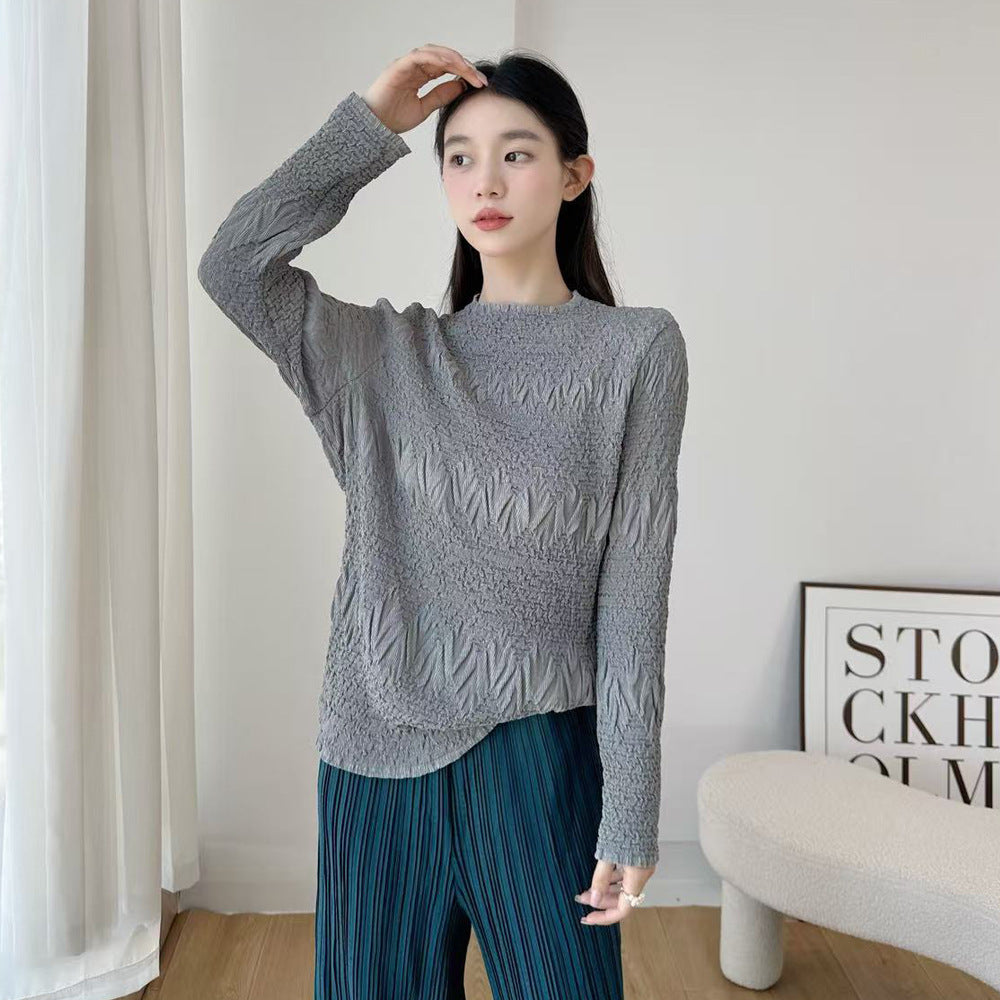 Autumn Round Neck Bottoming Shirt Temperament Western Blouses
