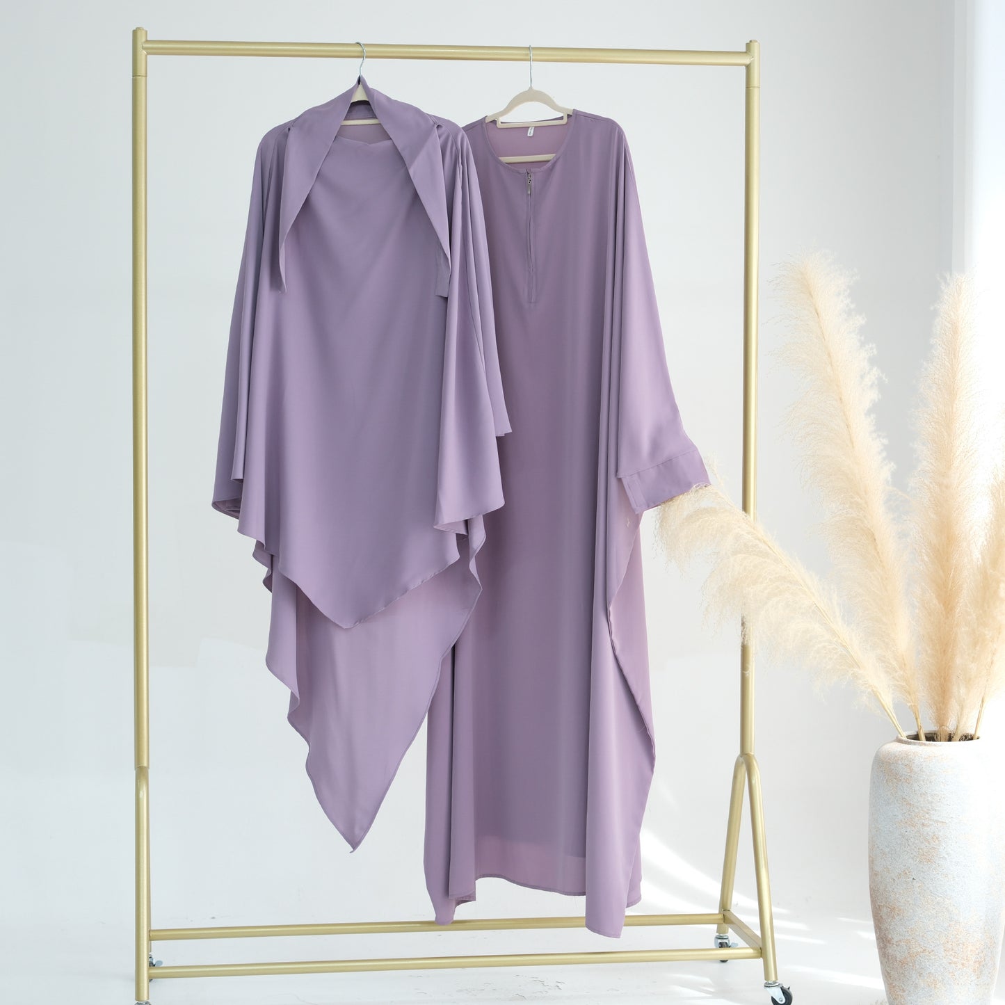 Swing Solid Color Batwing Sleeve Robe Dresses