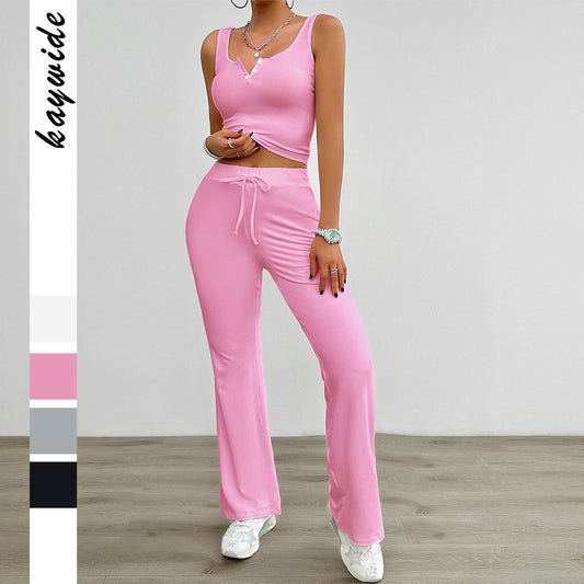 Graceful Women's Yoga Sports Style Sleeveless Fashion Casual Suit