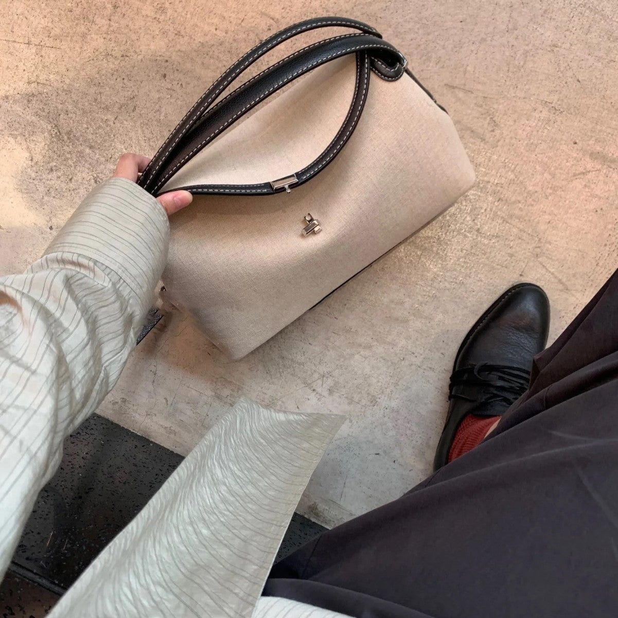 Women's Niche Word Linen With Leather Versatile Bags