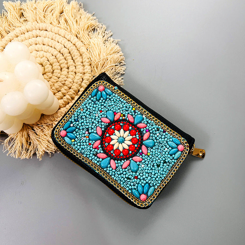 Ethnic Style Vintage Organ Handmade Bead Single Card Holder