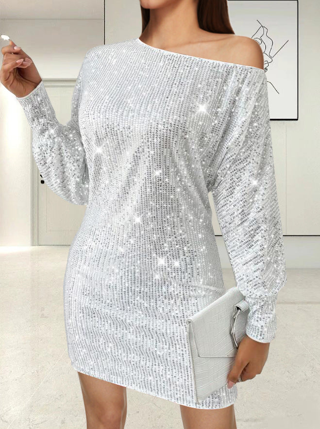 Women's Elegant Fashion Solid Color Long Sleeve Slim Fit Sheath Dress