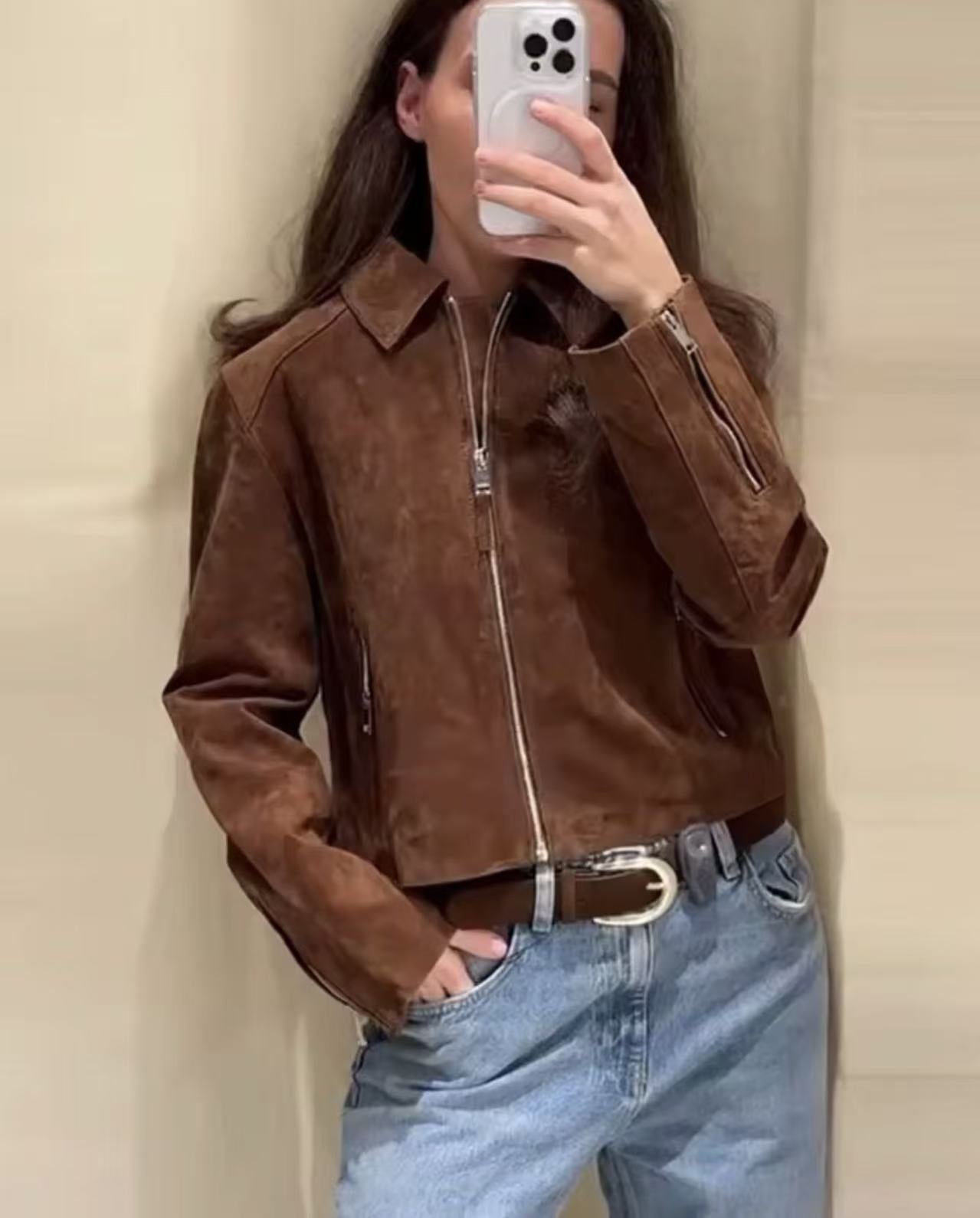 Women's Popular Fashion Polo Collar Zipper Jackets