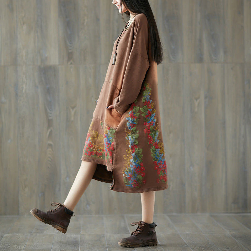 Women's Distressed Mid-length Large Pastoral Style Stitching Sweaters