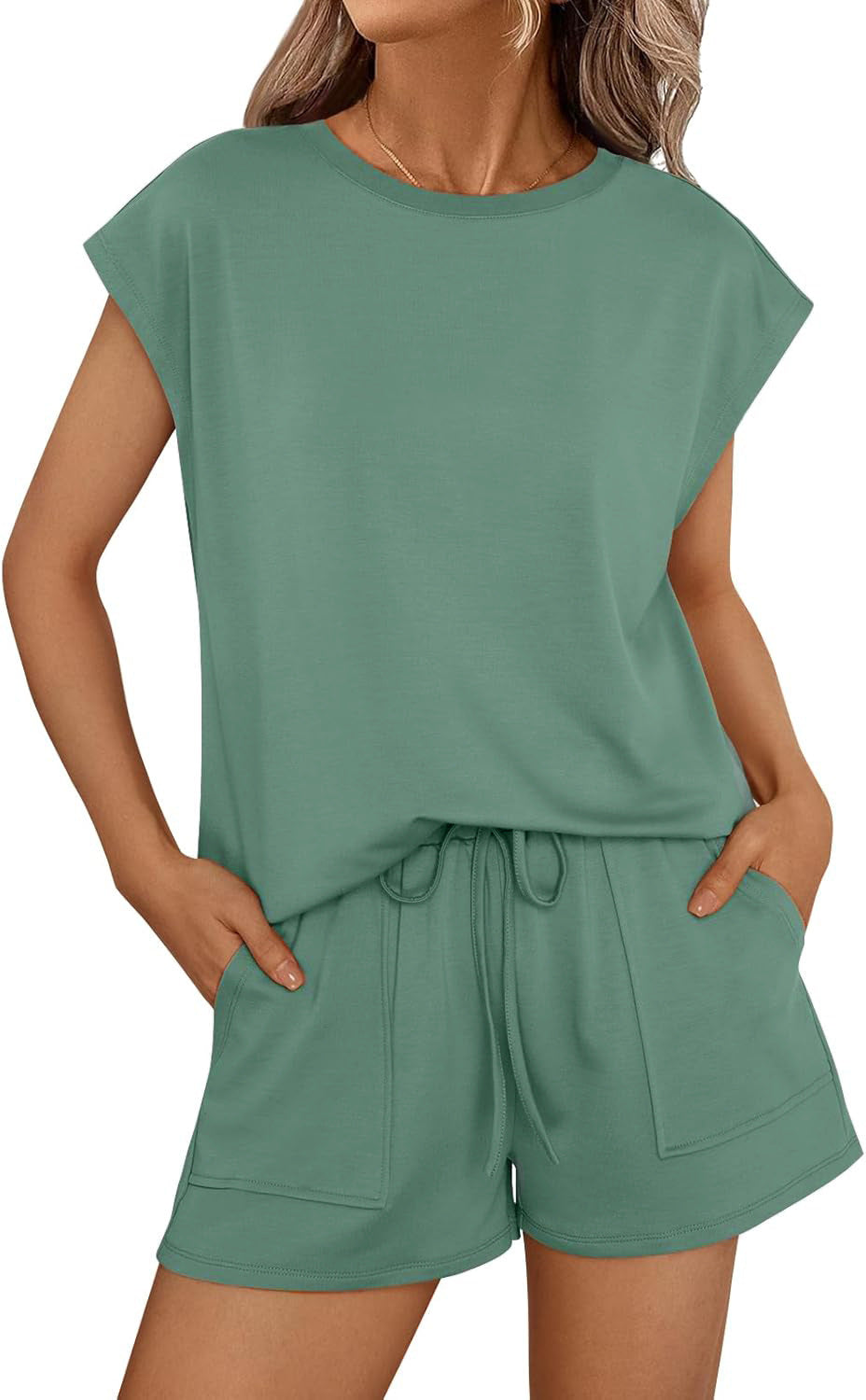 Women's Round Neck Loose Sleeves Two-piece Fashion Casual Suit