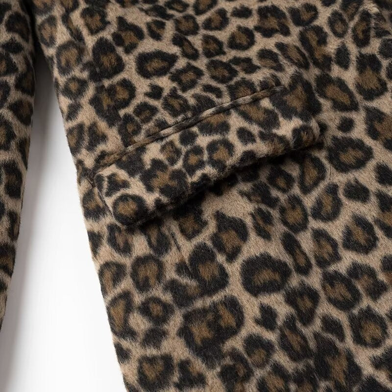 Women's French Single-breasted Design Leopard Print Blazers