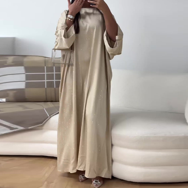 Women's Autumn Round Neck Solid Color Loose Casual Dresses