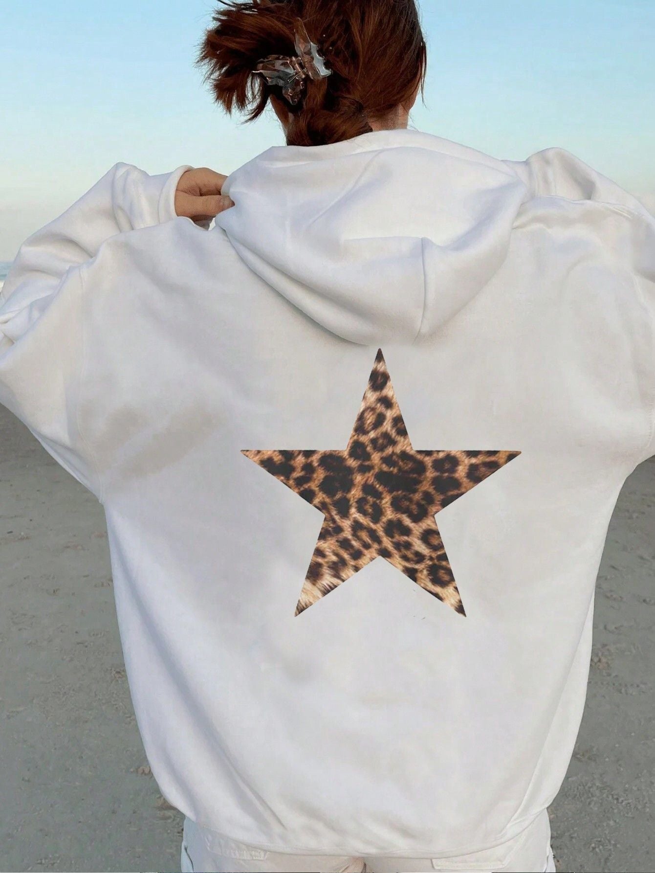 Women's Fashion Leopard Print Loose Hooded Casual Sweaters